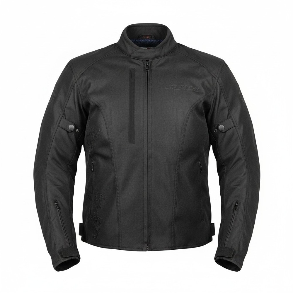 Joe Rocket Women's Black Motorcycle Jacket‎  XL Embroidered Floral Padded